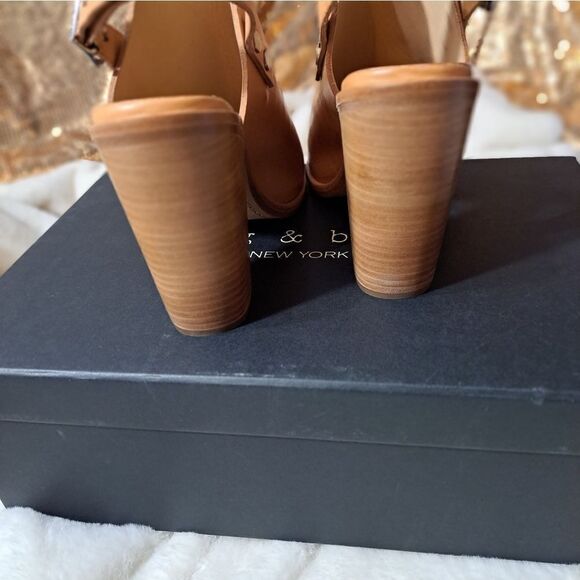 NIB Rag & Bone Wyatt Leather Sling Back Sandals In Sand - Picture 6 of 16